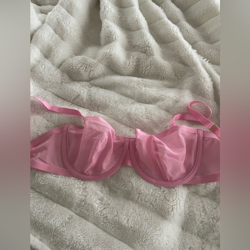 CUUP Pink Underwire Bra with Sheer Mesh - Picture 3 of 5